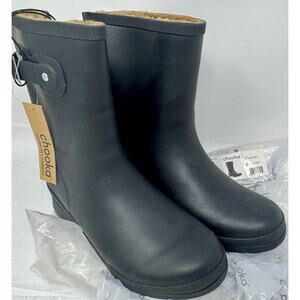 Chooka womens Solid Delridge Mid-Height Rain Boot Black, New In Package - 9